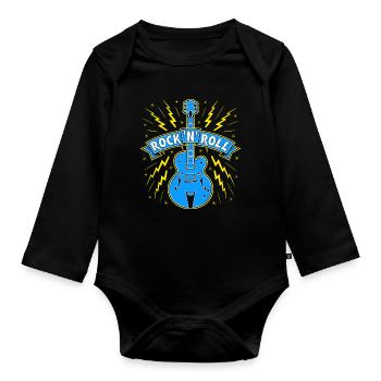 Guitar Rock 'N' Roll Banner - Baby Bio-Langarm-Body - Schwarz - Vorne
