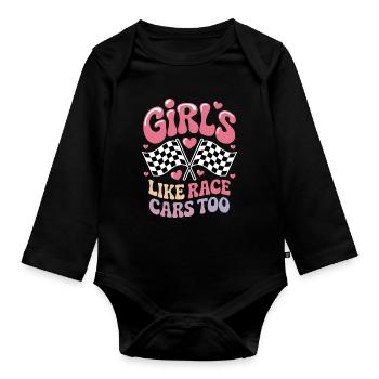 Autorennen Sprüche Mädchen Rennwagen Geschenk  - Baby Bio-Langarm-Body - Schwarz - Vorne
