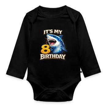 Its My 8 Birthday Hai Birthday Child - Organic Longsleeve Baby Bodysuit - black - Front