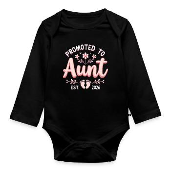 Tante 2026 Tante 2026 Befördert zu Tante 2026 - Baby Bio-Langarm-Body - Schwarz - Vorne