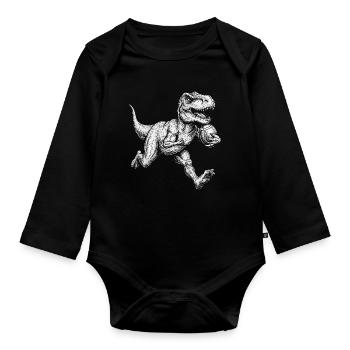 American Football Dinosaurier Herren Kinder Jungen - Baby Bio-Langarm-Body - Schwarz - Vorne