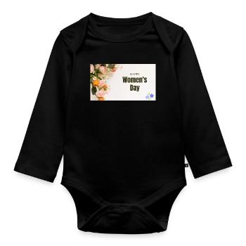 Frohe Blumenrosen zum Frauentag - Baby Bio-Langarm-Body - Schwarz - Vorne