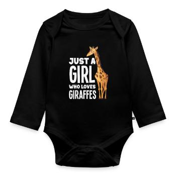 Juste une fille qui aime les girafes - Body Bébé bio manches longues - noir - Devant