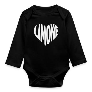 Limone Herz Design - Baby Bio-Langarm-Body - Schwarz - Vorne