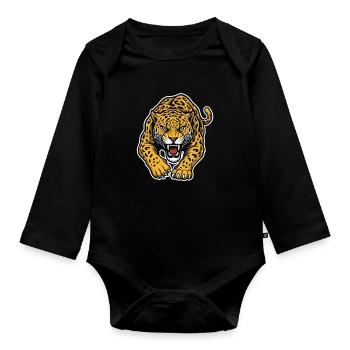 Leopard Jaguar Wild Attack Mascot Predator - Organic Longsleeve Baby Bodysuit - black - Front