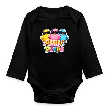 Chillin with my Peeps Happy Easter Easter Chick - Organic Longsleeve Baby Bodysuit - black - Front