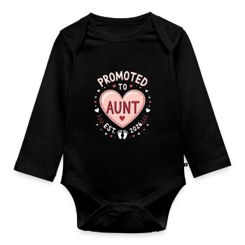 Tante 2026 Tante 2026 Befördert zu Tante 2026 - Baby Bio-Langarm-Body - Schwarz - Vorne
