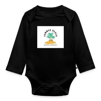 Sommerstrand Palmeninsel Hoodie - Baby Bio-Langarm-Body - Schwarz - Vorne