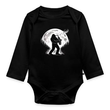 Bigfoot Saxophonist - Baby Bio-Langarm-Body - Schwarz - Vorne