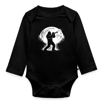 Bigfoot joue de la trompette - Body Bébé bio manches longues - noir - Devant