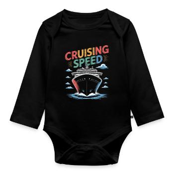 Impression d’un navire de croisière de croisière rapide - Body Bébé bio manches longues - noir - Devant