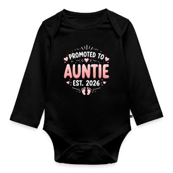 Tante 2026 Tante 2026 Befördert zu Tante 2026 - Baby Bio-Langarm-Body - Schwarz - Vorne