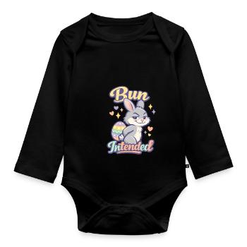 Bun Intended Easter Bunny - Organic Longsleeve Baby Bodysuit - black - Front