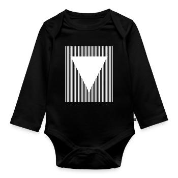 triangle and lines geometric design - Organic Longsleeve Baby Bodysuit - black - Front