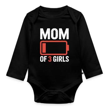 Maman de 3 filles Battery - Body Bébé bio manches longues - noir - Devant
