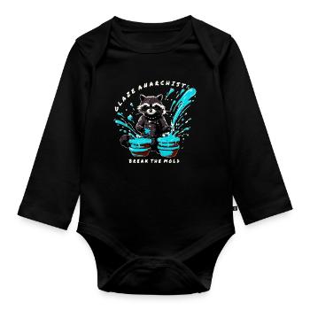 Glaze Anarchist Raccoon - Break the Mold - Organic Longsleeve Baby Bodysuit - black - Front