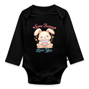 Some Bunny loves you - Baby Bio-Langarm-Body - Schwarz - Vorne