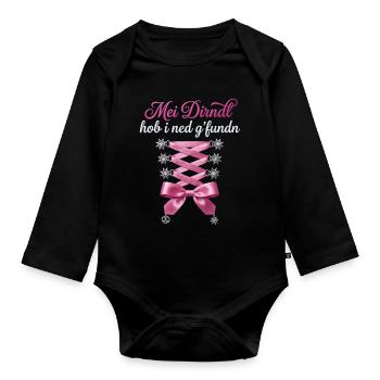 Trachtenshirt Damen Trachten T-Shirt Dirndl Outfit - Organic Longsleeve Baby Bodysuit - black - Front