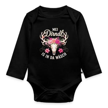 Trachtenshirt Damen Trachten T-shirt Dirndl Tenue - Body Bébé bio manches longues - noir - Devant