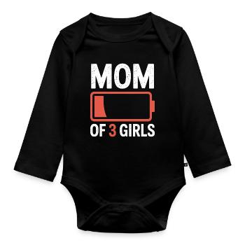 Maman de 3 filles Battery Icon Tee - Body Bébé bio manches longues - noir - Devant