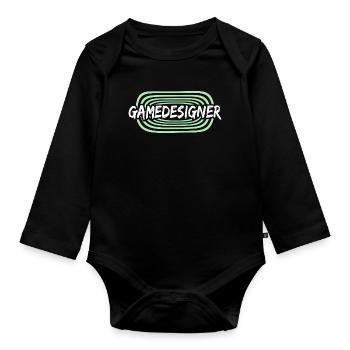 Gamedesigner als Arbeitskollege - Baby Bio-Langarm-Body - Schwarz - Vorne