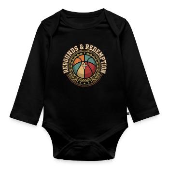 Rebounds And Redemption Christlicher Basketball - Baby Bio-Langarm-Body - Schwarz - Vorne