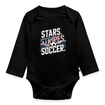 Stars Stripes Soccer – USA Fußball Fan - Organic Longsleeve Baby Bodysuit - black - Front