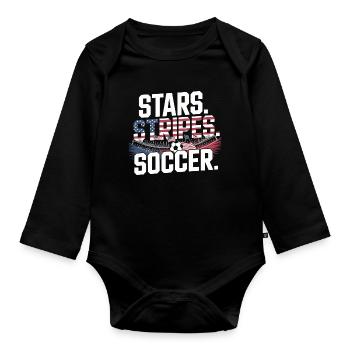 Stars Stripes Soccer – USA Fußball Fan - Organic Longsleeve Baby Bodysuit - black - Front