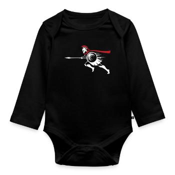 Spartiate Sprint Silhouette Mascotte Spartan Run - Body Bébé bio manches longues - noir - Devant
