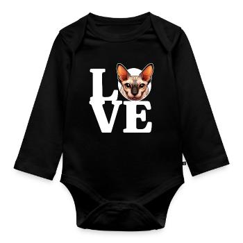 LIEBE Canadian Sphynx Cat Cat Lover Lustig - Baby Bio-Langarm-Body - Schwarz - Vorne