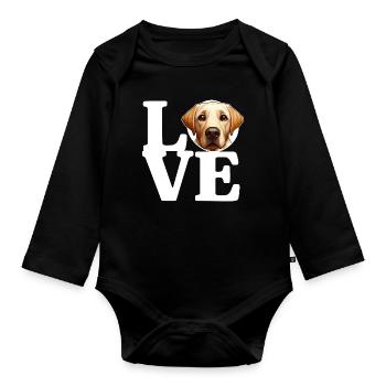 LOVE Labrador Retriever Dog Dog Lover Funny - Organic Longsleeve Baby Bodysuit - black - Front