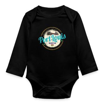 Port Louis Mauritius Indian Ocean Souvenir - Organic Longsleeve Baby Bodysuit - black - Front