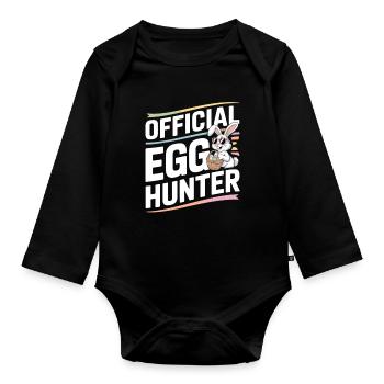 Official Egg Hunter Osterhase Ostern Humor - Baby Bio-Langarm-Body - Schwarz - Vorne