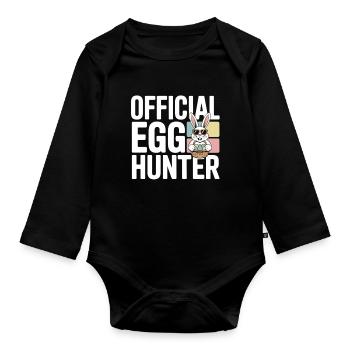Official Egg Hunter Easter Bunny Easter Humor - Organic Longsleeve Baby Bodysuit - black - Front
