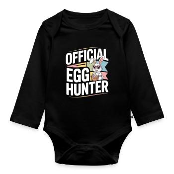 Official Egg Hunter Easter Bunny Easter Humor - Organic Longsleeve Baby Bodysuit - black - Front