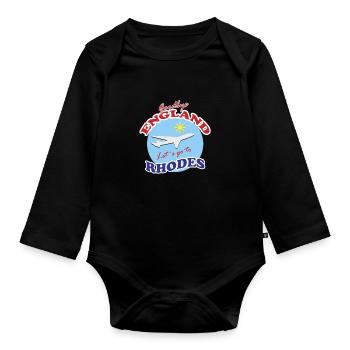 Goodbye England Let´s go to Rhodes - Organic Longsleeve Baby Bodysuit - black - Front