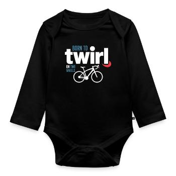 Professional Bicycle Acrobatics Elite Twirl  - Organic Longsleeve Baby Bodysuit - black - Front