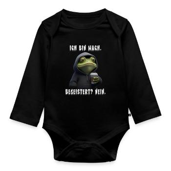 Cadeau de grenouille à café pour les collègues et amis - Body Bébé bio manches longues - noir - Devant