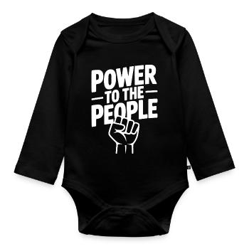 Pouvoir au peuple - Body Bébé bio manches longues - noir - Devant