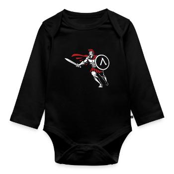 Spartan Attack Sword Shield Spartan Mascot - Organic Longsleeve Baby Bodysuit - black - Front
