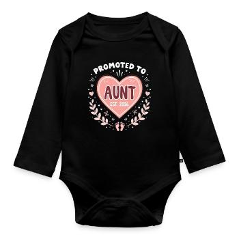 Aunt 2026 Aunt 2026 Promoted to Aunt 2026 - Organic Longsleeve Baby Bodysuit - black - Front