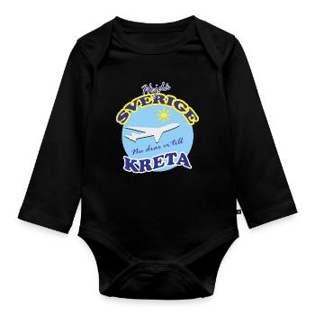 Goodbye Sweden-Now we go to Crete - Organic Longsleeve Baby Bodysuit - black - Front