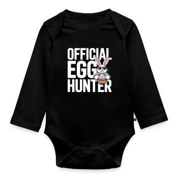 Official Egg Hunter Easter Bunny Easter Humor - Organic Longsleeve Baby Bodysuit - black - Front