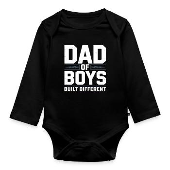 Papa de garçons – Fier jeune papa qui dit - Body Bébé bio manches longues - noir - Devant