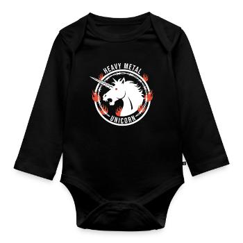 Licorne Heavy Metal - Einhorn Rock - Body Bébé bio manches longues - noir - Devant