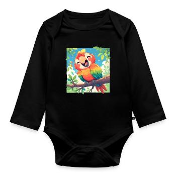 Macaw's Era - Organic Longsleeve Baby Bodysuit - black - Front