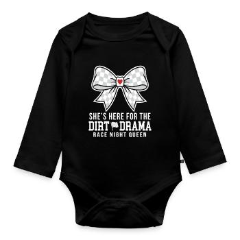 Dirt Drama Race Night Queen Bow - Organic Longsleeve Baby Bodysuit - black - Front