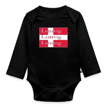 Drapeau Lemvig - Body Bébé bio manches longues - noir - Devant