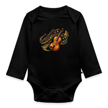 Sound peg violin - Organic Longsleeve Baby Bodysuit - black - Front