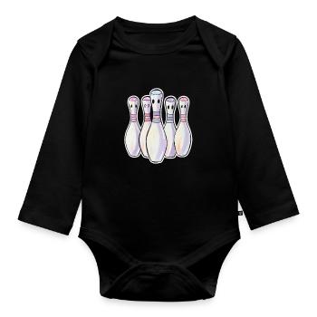Quilles de bowling Look comique - Body Bébé bio manches longues - noir - Devant